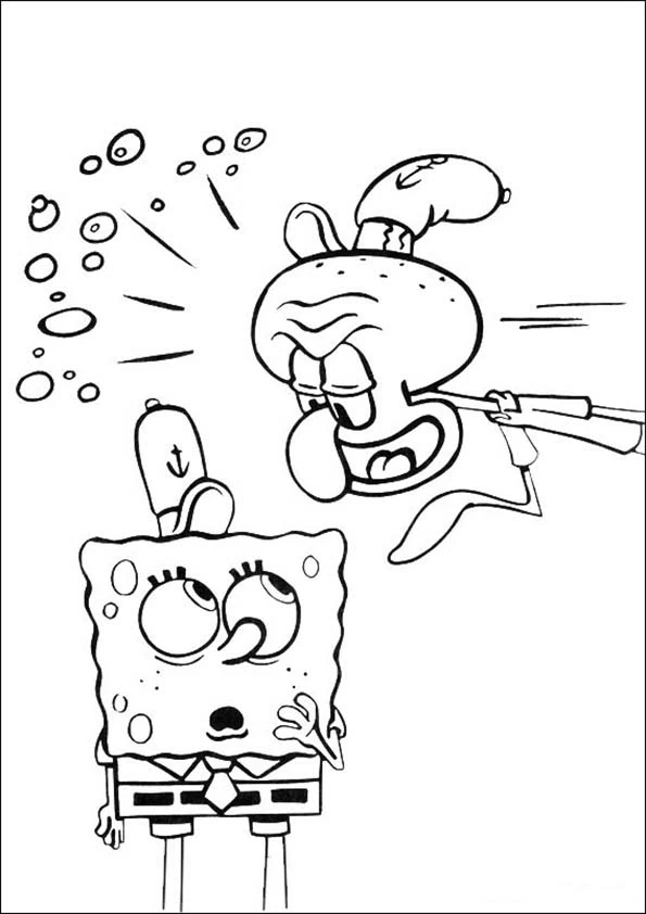 Malvorlage SpongeBob SquarePants bläst Seifenblasen vor Thaddäus Malvorlage SpongeBob SquarePants bläst Seifenblasen vor Thaddäus