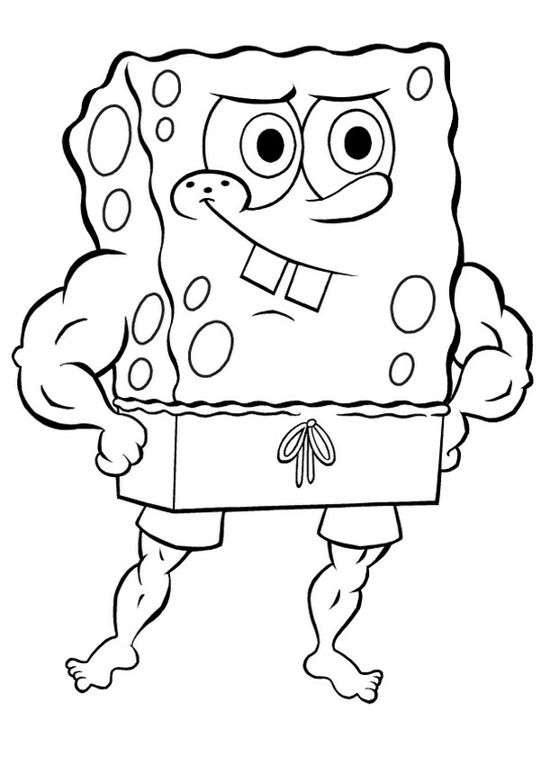 Malvorlage SpongeBob SquarePants mit muskulösen Armen