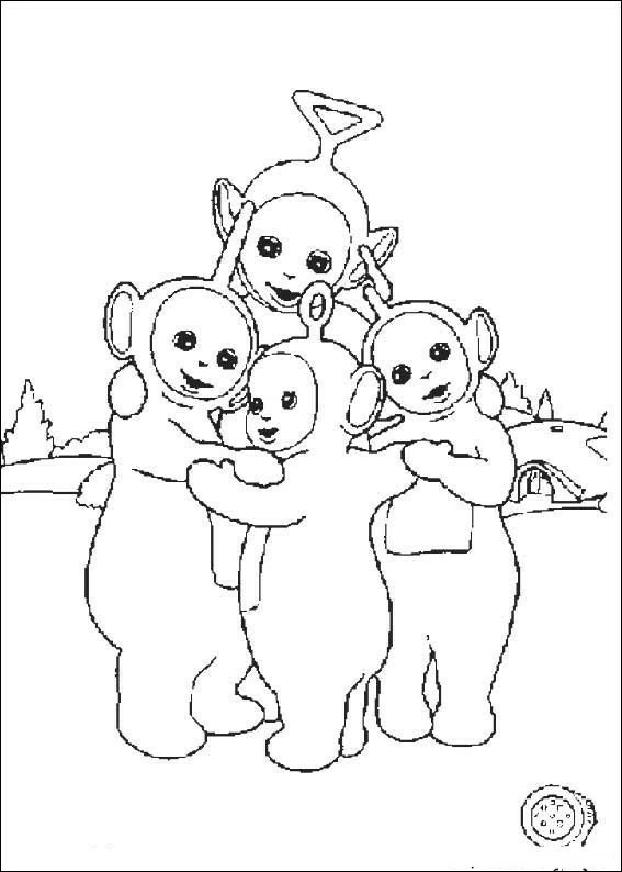 Malvorlage Teletubbies umarmen sich