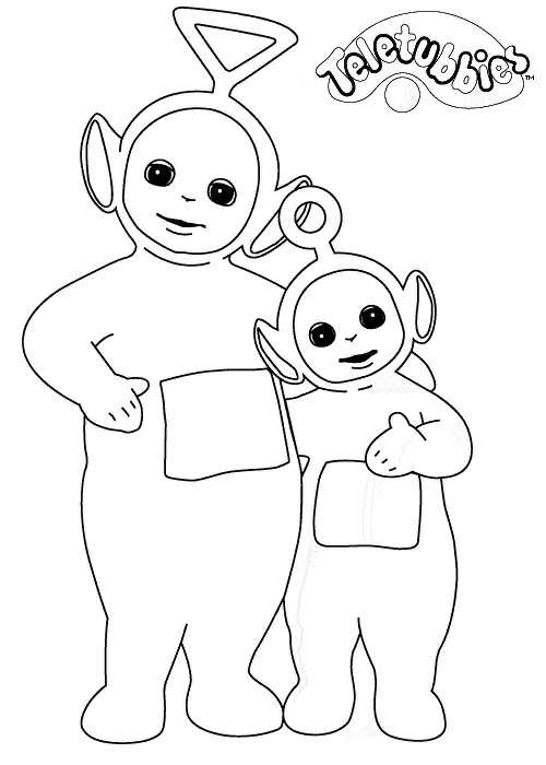 Malvorlage Teletubbies nebeneinander stehend