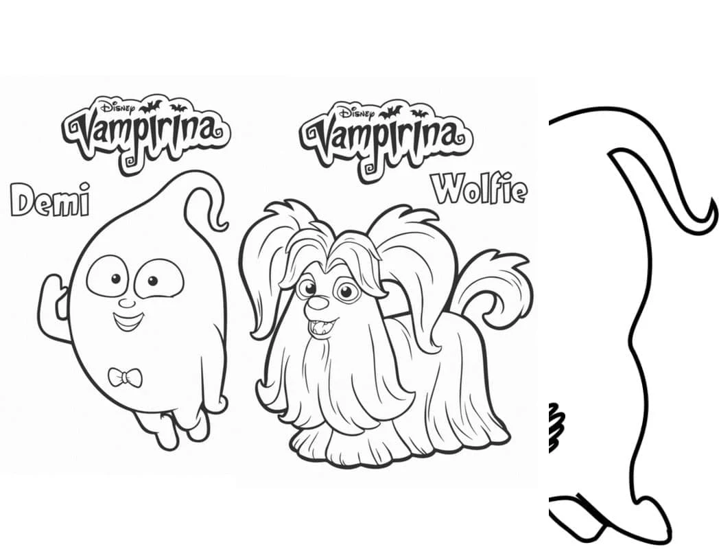 Malvorlage Demi und Wolfie aus Vampirina
