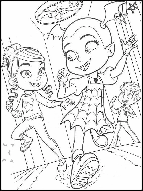 Malvorlage Vampirina tanzt mit ihren Freunden