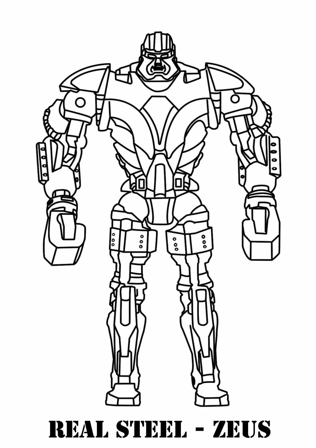 Malvorlage Roboter Zeus in Kampfhaltung