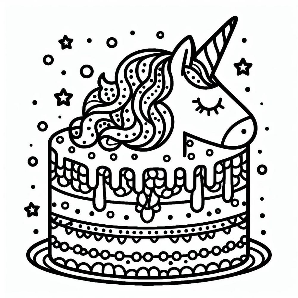 Malvorlage: Einhorn-Kuchen (Essen und Ernährung) #212734 - Kostenlose Malvorlagen zum Ausdrucken