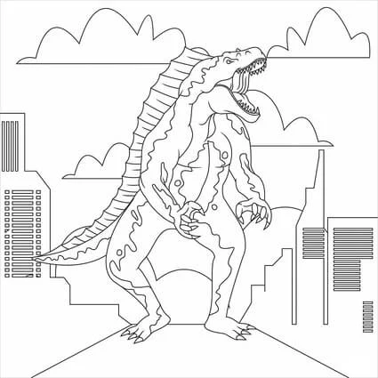 Schönes Godzilla Ausmalbild #173082 aus unserer Filme und TV-Serien Serie, druckfertig und gratis