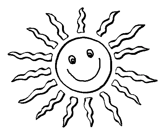 Malvorlage Lächelnde Sonne mit gewellten Strahlen
