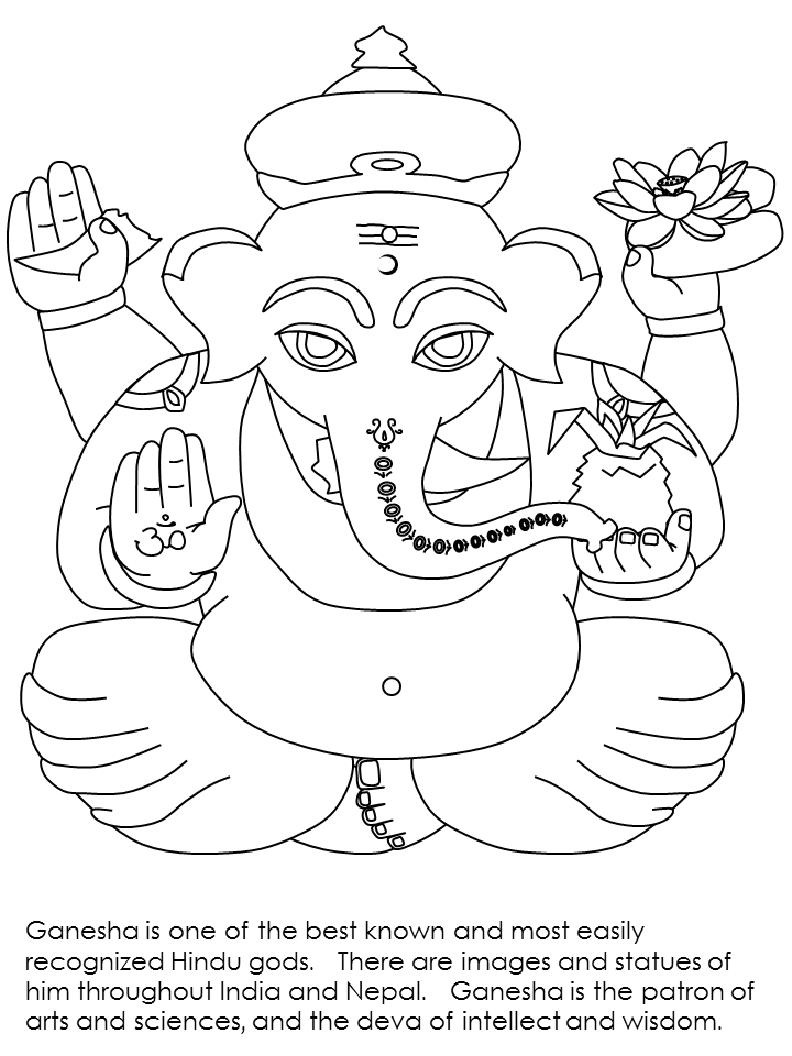 Malvorlage: Hinduistische Mythologie: Ganesha (Religion und Mythologie) #96885 - Kostenlose Malvorlagen zum Ausdrucken