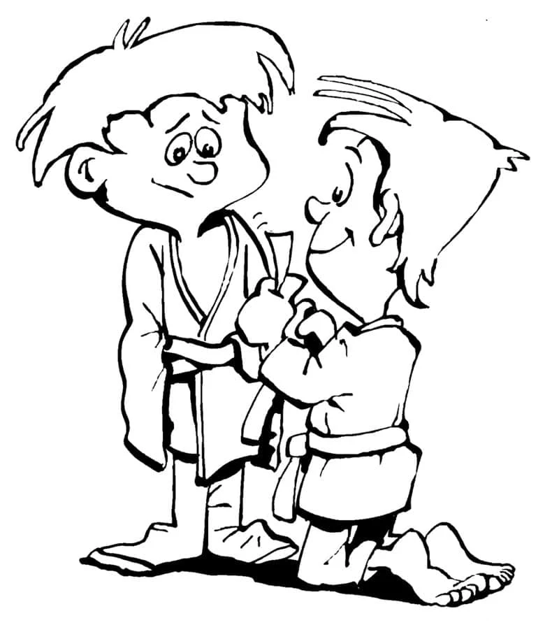 Malvorlage Zwei Kinder im Judo-Kimono Malvorlage Zwei Kinder im Judo-Kimono