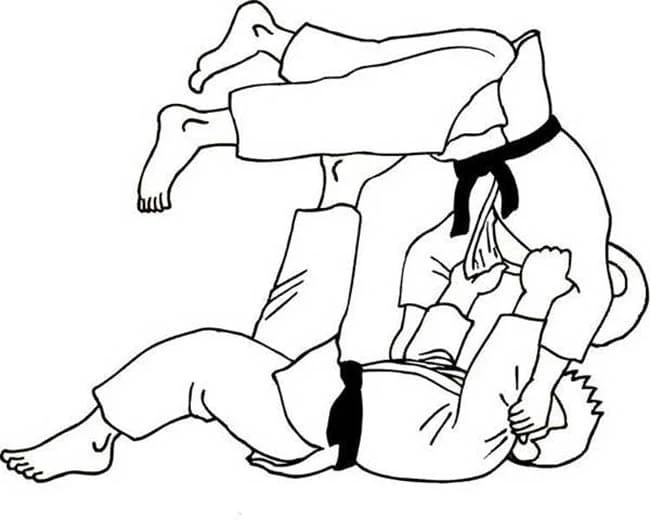 Malvorlage Judo Wurf zwischen zwei Kämpfern Malvorlage Judo Wurf zwischen zwei Kämpfern