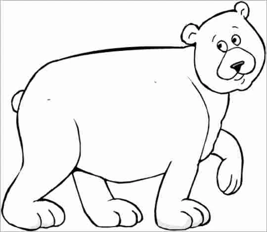 Malvorlage Bär im Profil beim Gehen