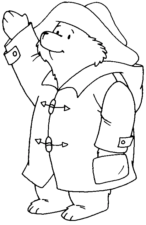 Malvorlage Bär Paddington winkt freundlich