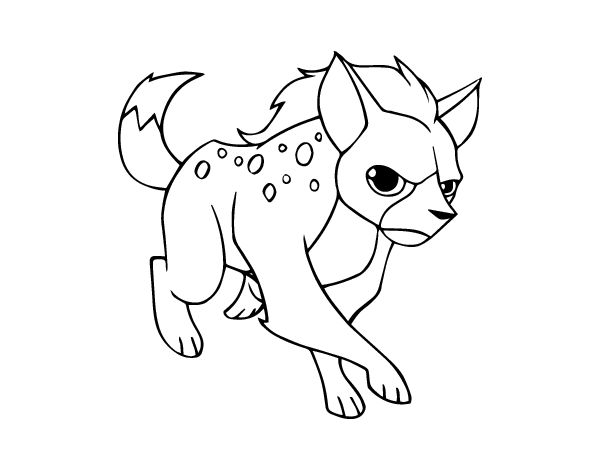 Malvorlage Hyäne läuft mit verspieltem Blick Malvorlage Hyäne läuft mit verspieltem Blick