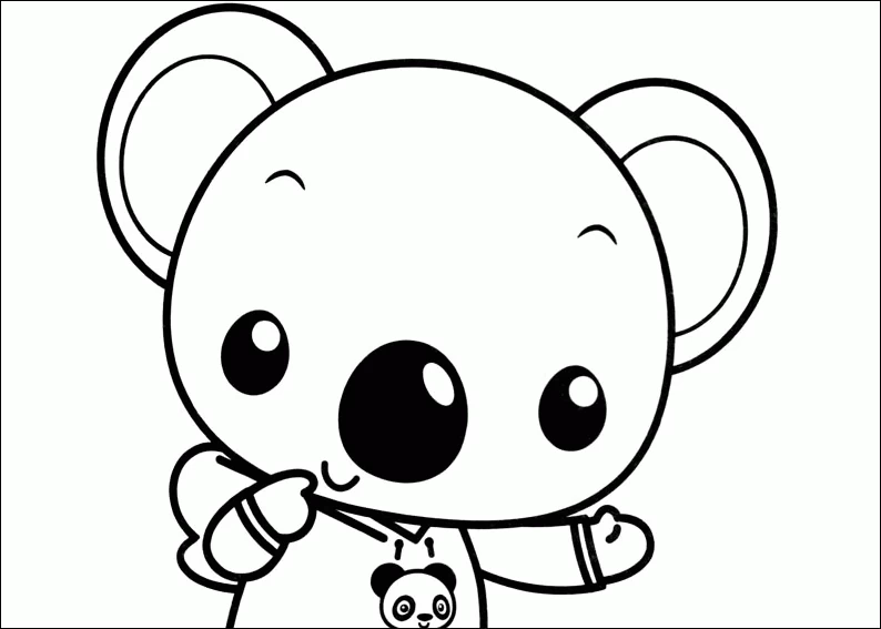 Malvorlage Koala mit Panda-T-Shirt