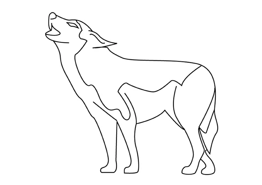 Malvorlage Wolf heult zum Himmel