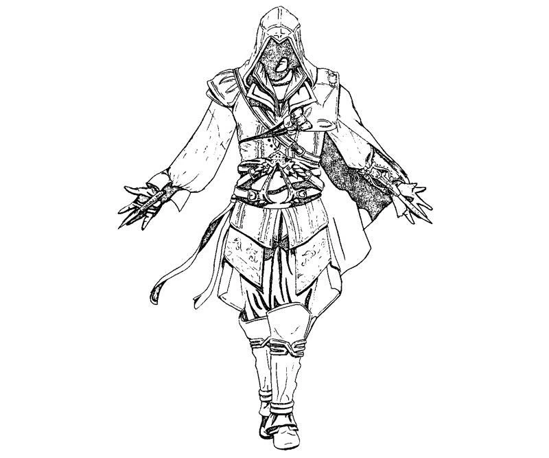 Malvorlage Assassin's Creed mit ausgebreiteten Armen