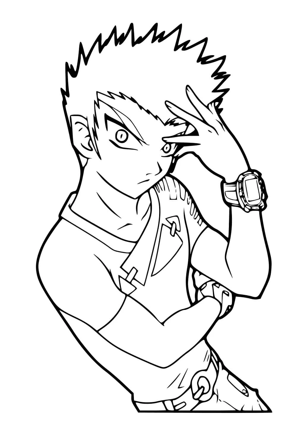 Malvorlage Bakugan Takashi in Kampfpose