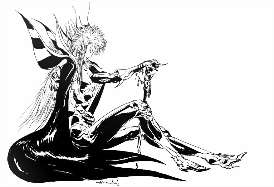 Malvorlage Final Fantasy dunkler Krieger sitzend mit Schwert
