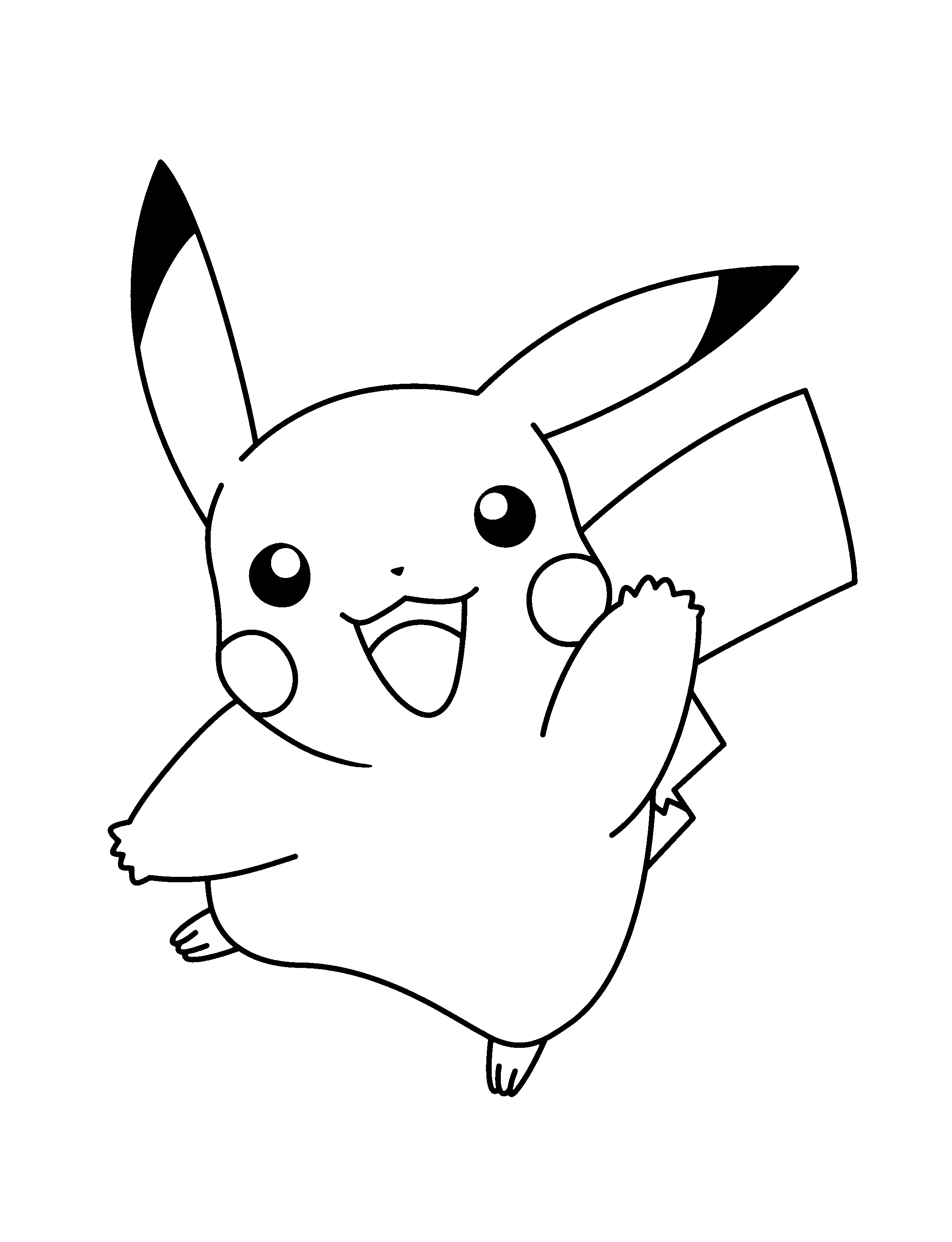 Malvorlage Pikachu winkt fröhlich