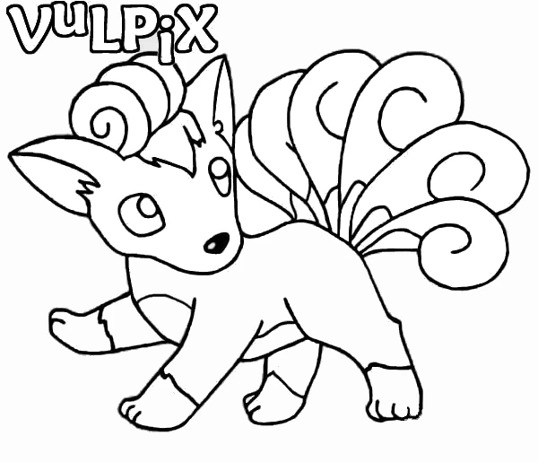 Malvorlage Vulpix läuft mit seinen sechs geringelten Schwänzen