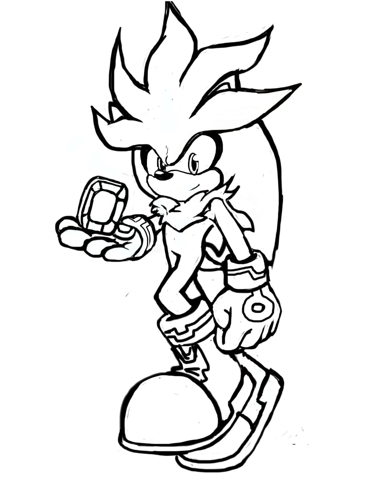 Malvorlage Silber Sonic in Aktionspose