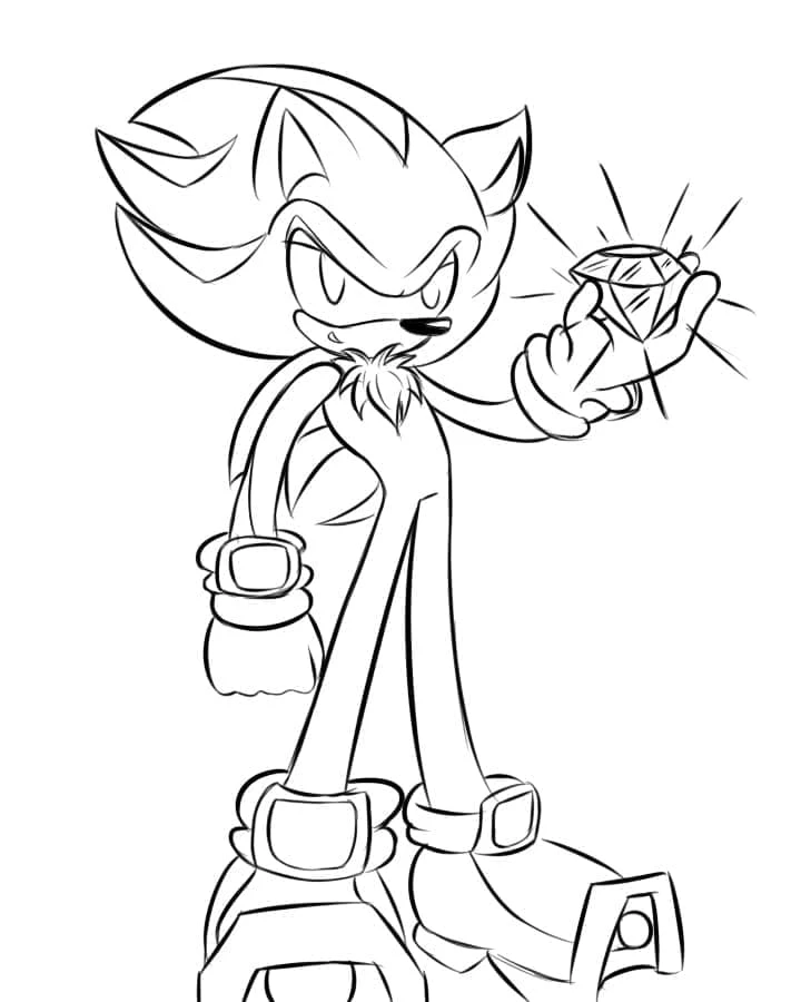 Malvorlage Shadow Sonic hält einen Chaos-Smaragd