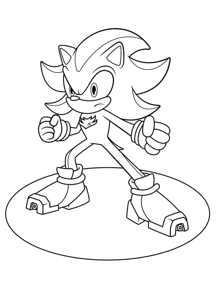 Malvorlage Shadow The Hedgehog in Kampfhaltung