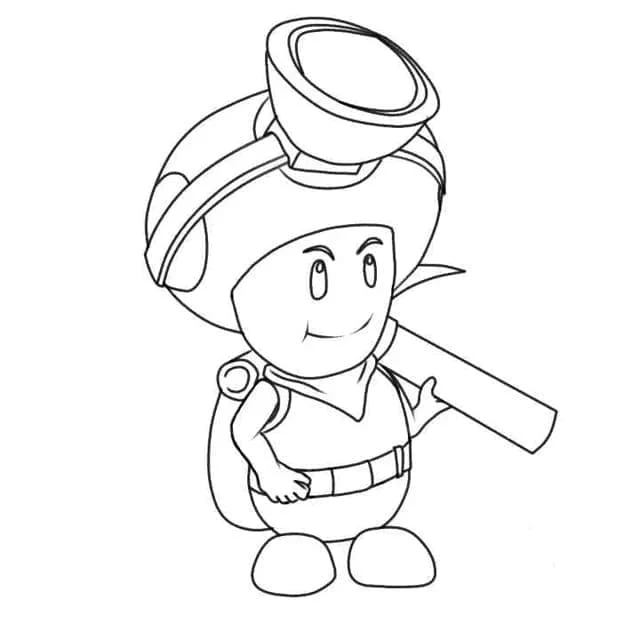 Malvorlage Toad mit Rucksack und Hammer