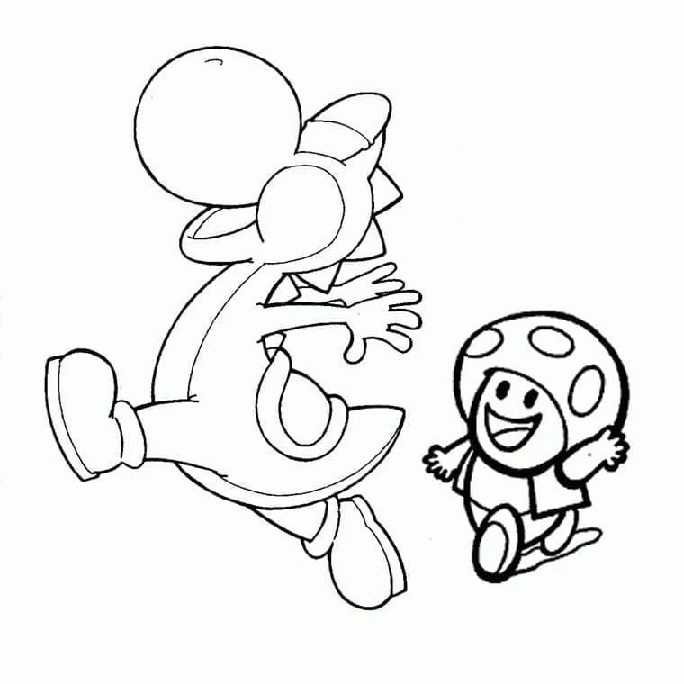Malvorlage Toad läuft mit Yoshi Malvorlage Toad läuft mit Yoshi