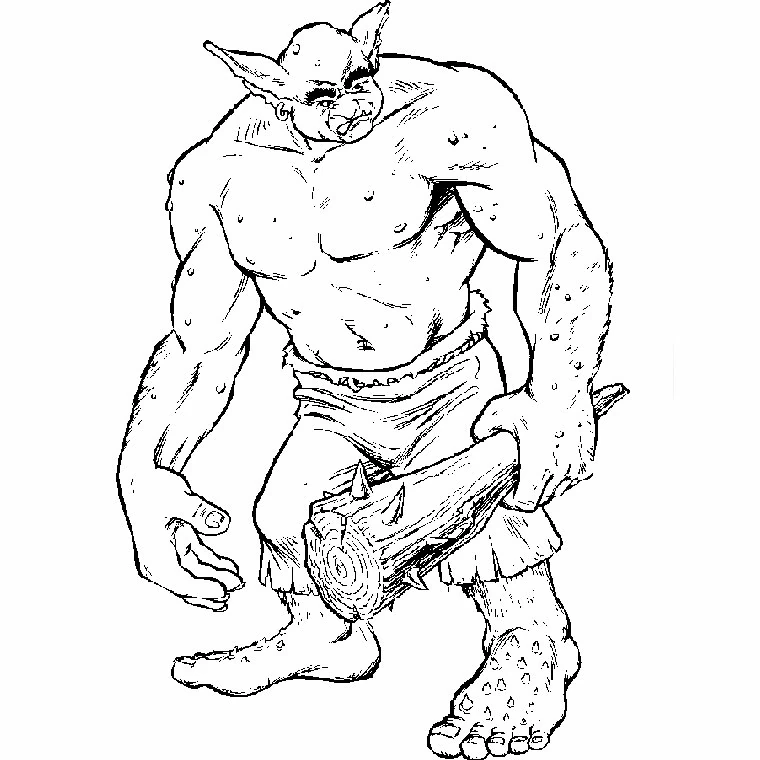 Malvorlage Warcraft-Oger mit einer Stachelkeule