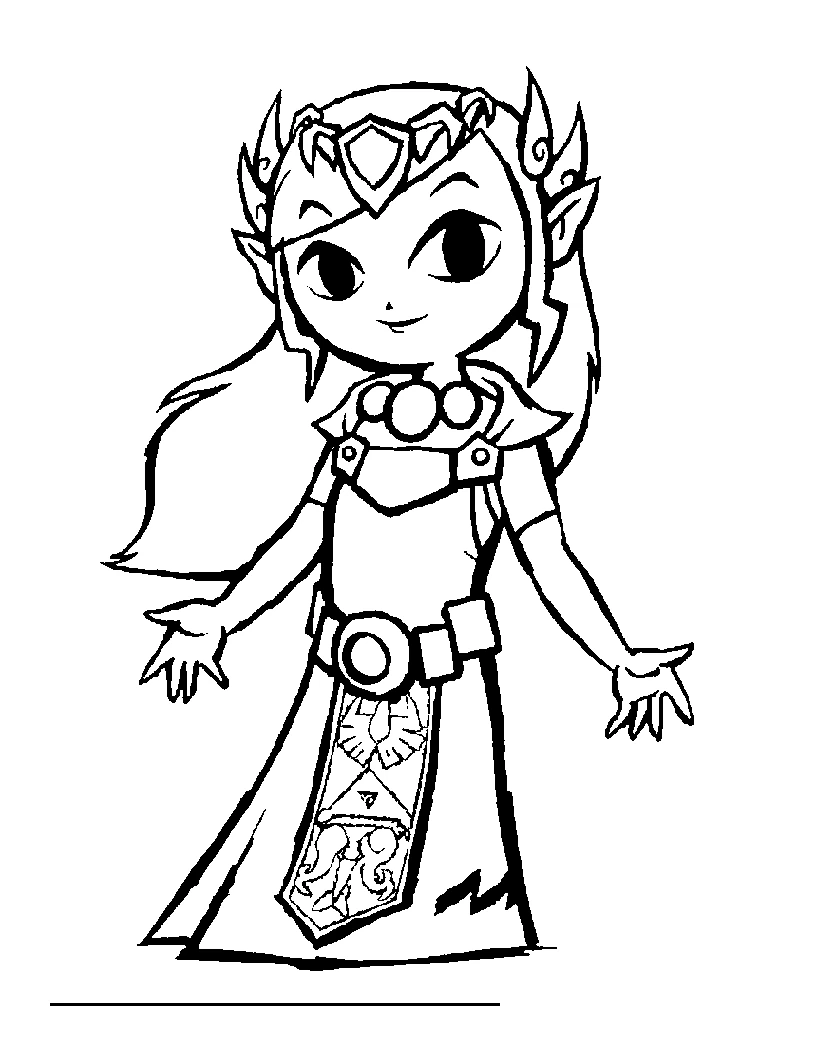 Malvorlage Zelda Prinzessin im königlichen Gewand